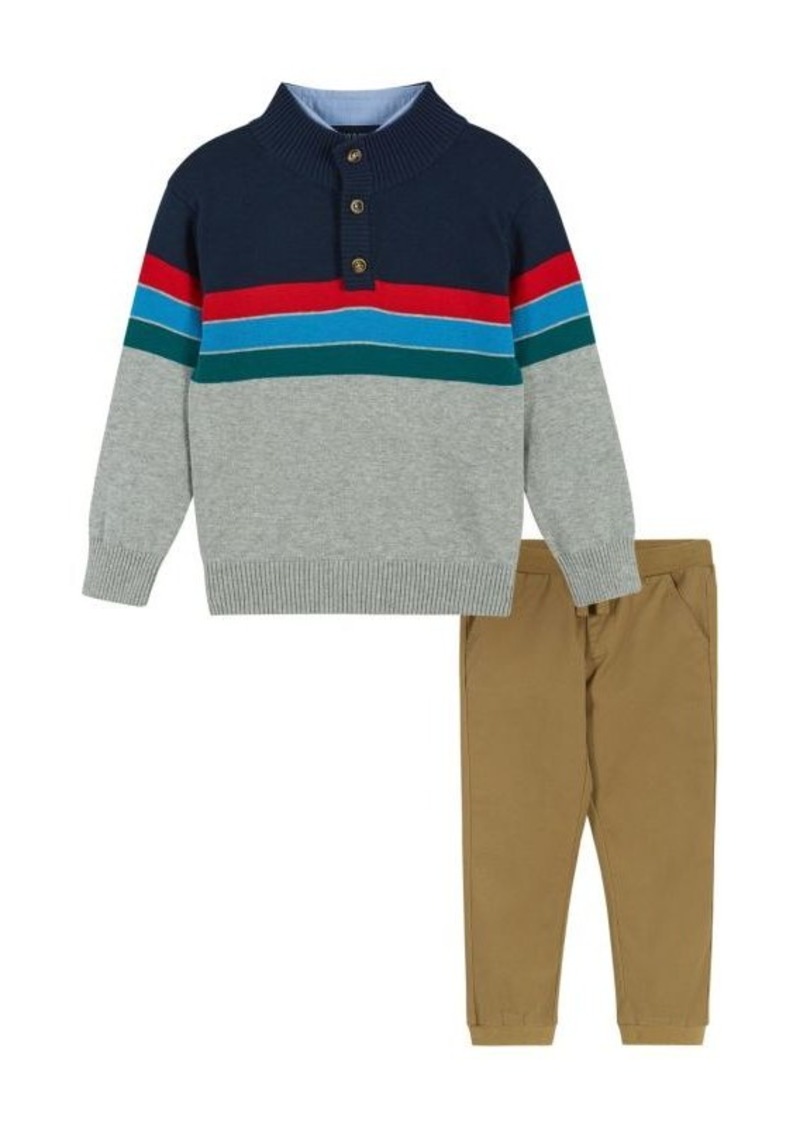 Andy & Evan Little Boy's & Boy's 3-Piece Colorblock Sweater, Shirt & Pants Set