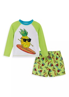 Andy & Evan Little Boy's & Boy's Pineapple Rashguard Swim Top & Trunks Set