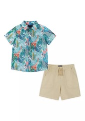 Andy & Evan Little Boy's 2-Piece Jungle Print Short-Sleeve Shirt & Shorts Set