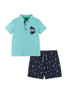 Andy & Evan Little Boy's 2-Piece Shark Polo & Shorts Set