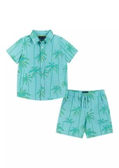 Andy & Evan Little Boy's Palm Tree Print Shirt & Shorts Set