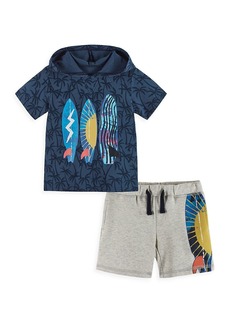 Andy & Evan Little Boy's Palms Surfboard Hooded T-Shirt & Shorts Set
