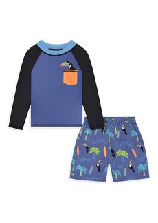 Andy & Evan Little Boy's Two-Piece Toucan Rashguard & Board Shorts Set