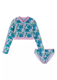 Andy & Evan Little Girl's & Girl's 2-Piece Long-Sleeve Rashguard Swimsuit