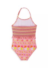 Andy & Evan Little Girl's & Girl's Fruit Print Smocked One-Piece Swimsuit