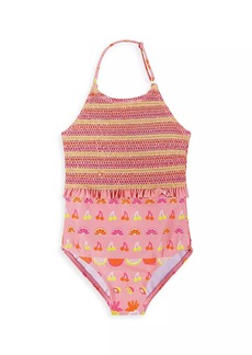 Andy & Evan Little Girl's & Girl's Fruit Print Smocked One-Piece Swimsuit