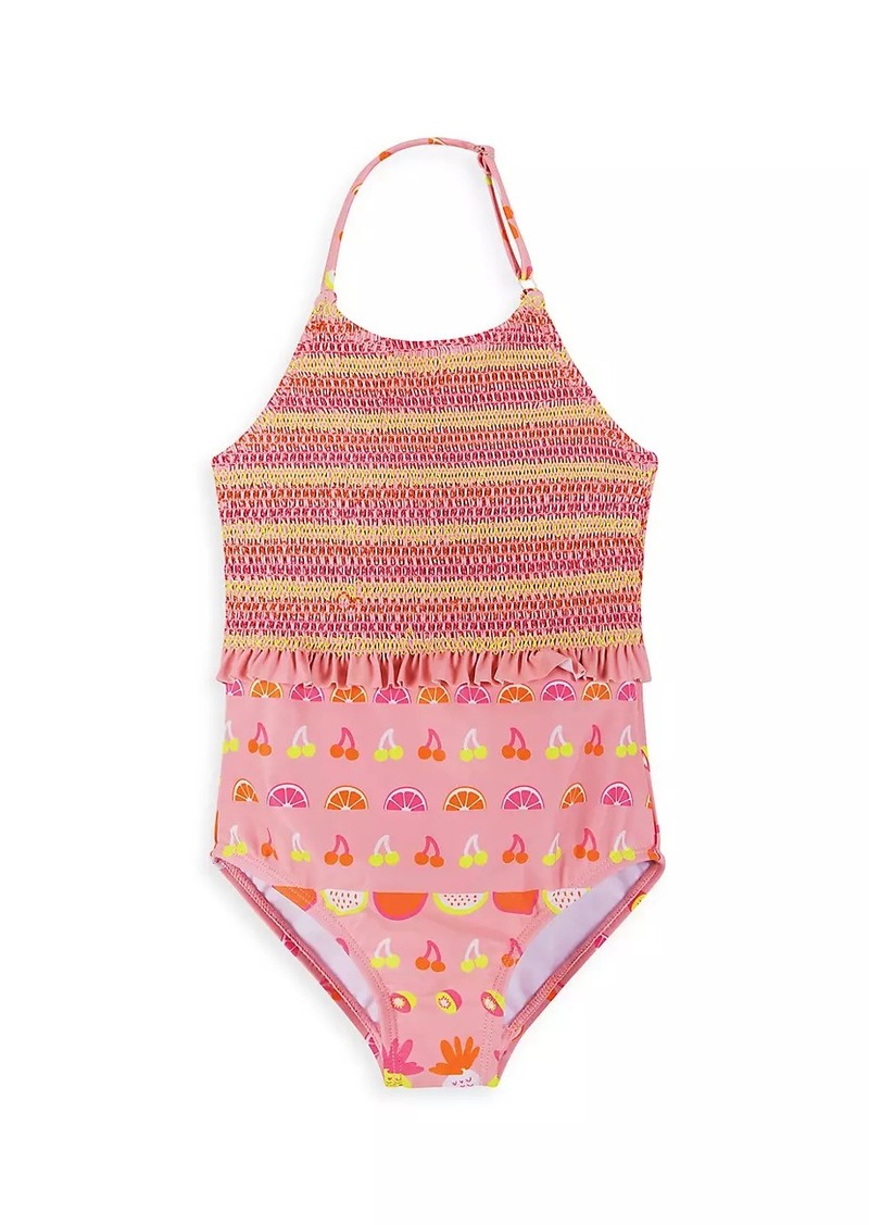 Andy & Evan Little Girl's & Girl's Fruit Print Smocked One-Piece Swimsuit