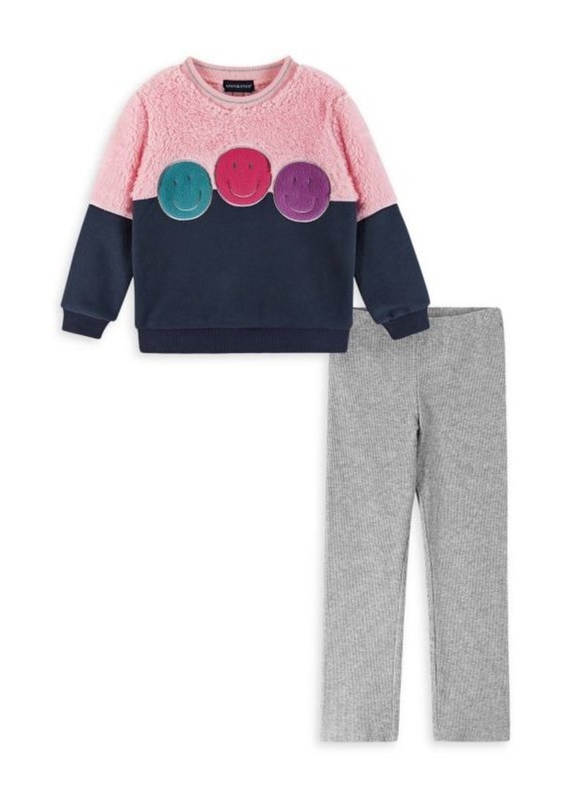 Andy & Evan Little Girl's 2-Piece Smiley Face Sweatshirt & Leggings Set