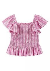 Andy & Evan Little Girl's 2-Piece Striped Smocked Top & Skirt Set