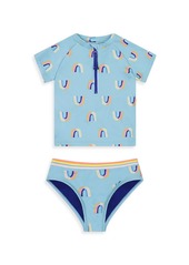 Andy & Evan Little Girl's Rashguard T-Shirt & Bikini Bottoms Swimsuit Set