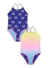 Andy & Evan Little Girl's Reversible One-Piece Swimsuit