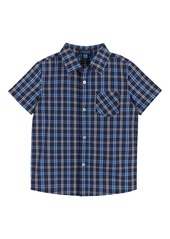 Andy & Evan Toddler/Child Boys Check Button Down Shirt - Teal white check
