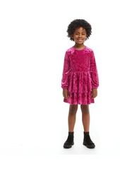 Andy & Evan Toddler Girls / Crushed Velvet Dress - Medium Pink