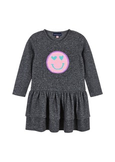 Andy & Evan Toddler Girls / Hacci Dress w/Sequin Graphic - Medium Grey