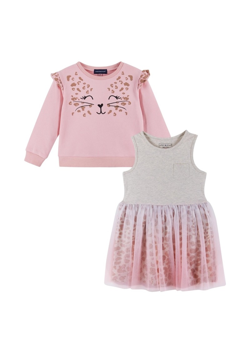 Andy & Evan Toddler/Child Girls Sweatshirt Two-Fer Dress - Pink