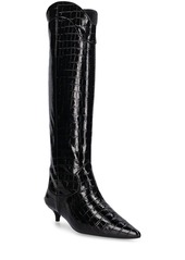 Anine Bing 40mm Rae Croc Embossed Leather Boots