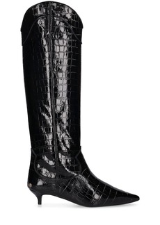 Anine Bing 40mm Rae Croc Embossed Leather Boots