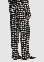 Anine Bing Aiden Houndstooth Viscose Straight Pants