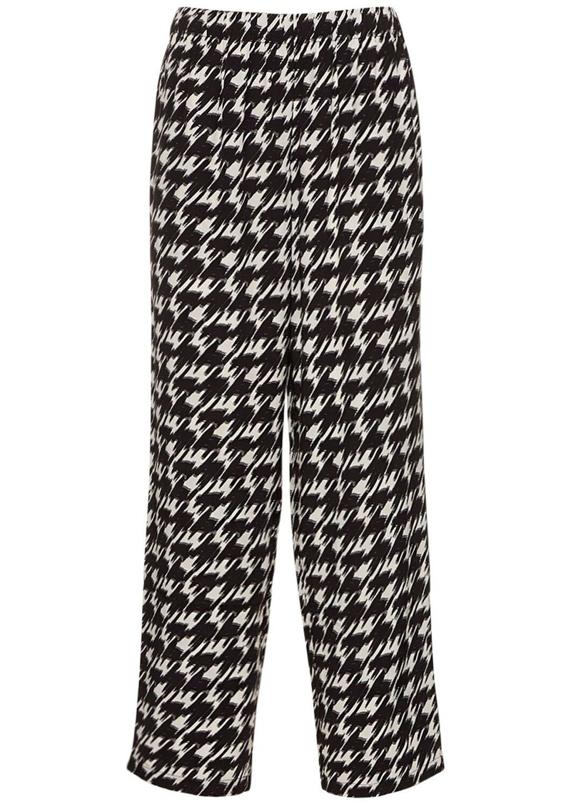 Anine Bing Aiden Houndstooth Viscose Straight Pants