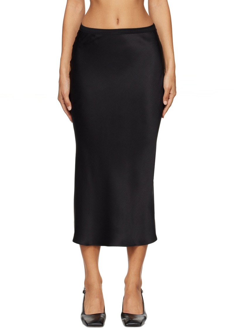 ANINE BING Black Bar Silk Midi Skirt