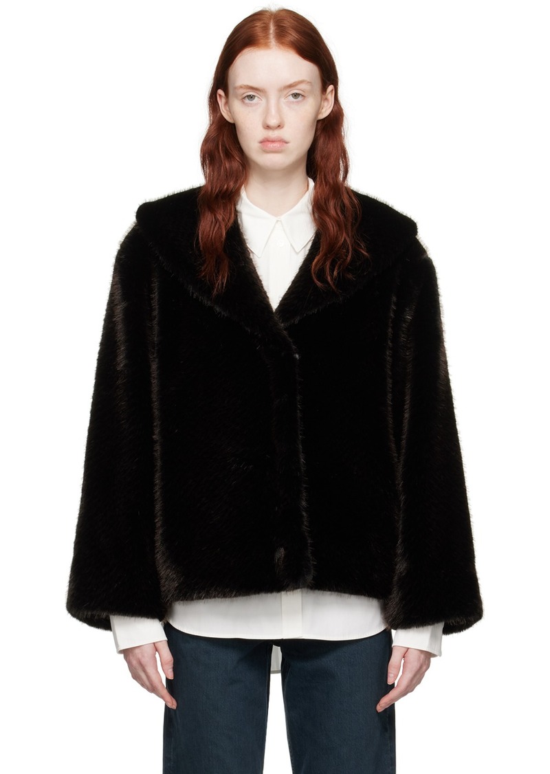 ANINE BING Black Hilary Faux-Fur Jacket