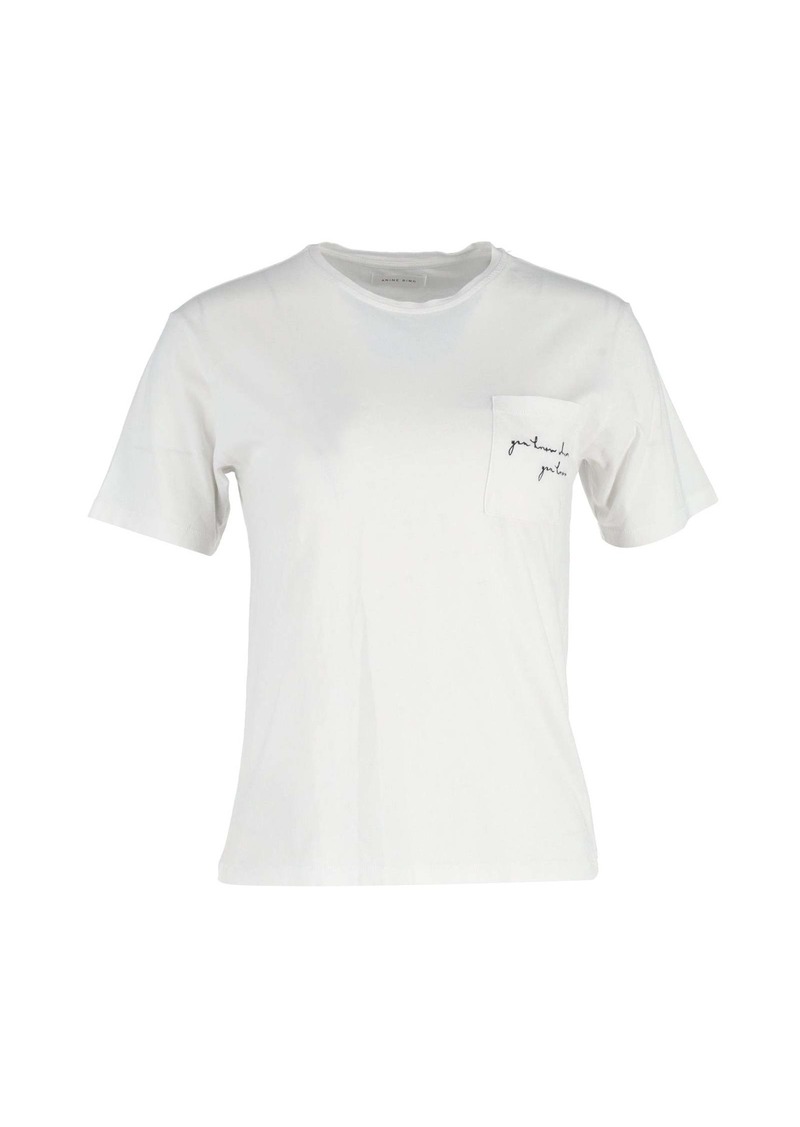 Anine Bing Pocket T-Shirt in White Cotton