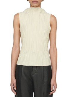 ANINE BING Rondi Pleated Turtleneck Tank Top in Ivory at Nordstrom