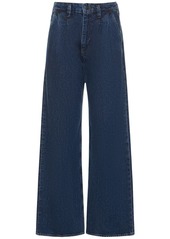 Anine Bing Carrie Cotton Denim Wide Pleated Jeans
