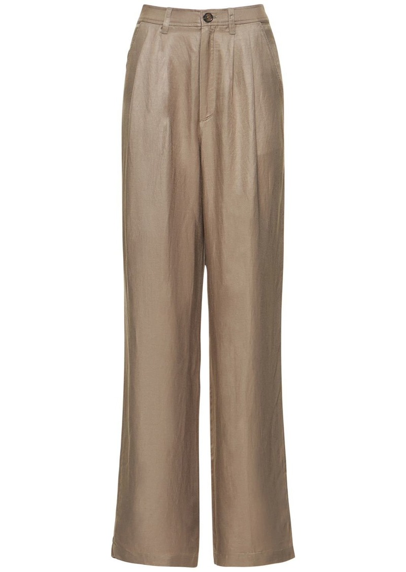 Anine Bing Carrie Linen Blend Straight Pants