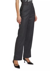 Anine Bing Drew Pinstriped Wool-Blend Trousers