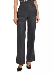 Anine Bing Drew Pinstriped Wool-Blend Trousers