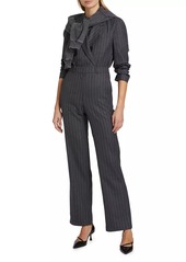 Anine Bing Drew Pinstriped Wool-Blend Trousers