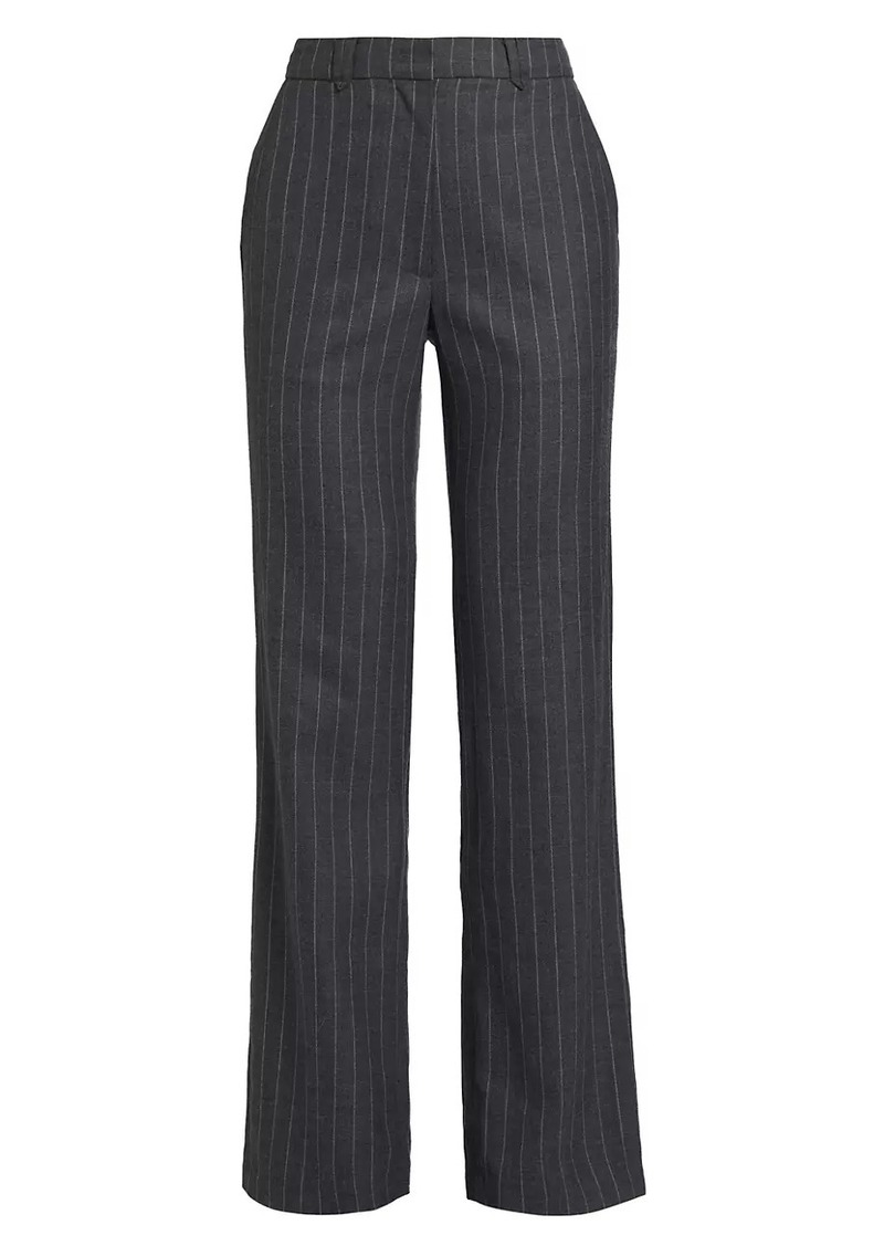 Anine Bing Drew Pinstriped Wool-Blend Trousers