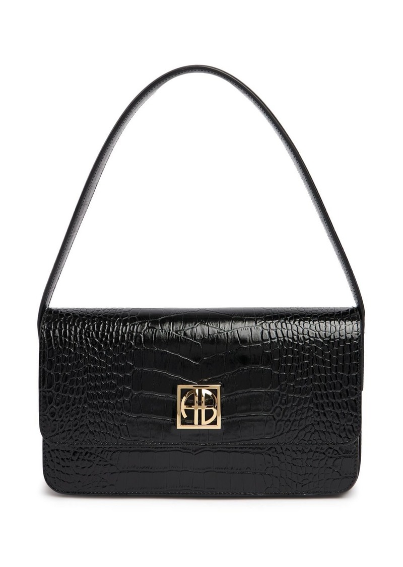 Anine Bing Elly Croc Embossed Leather Shoulder Bag