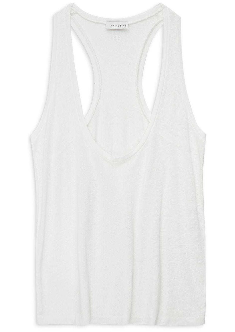 Anine Bing embroidered-logo U-neck tank top