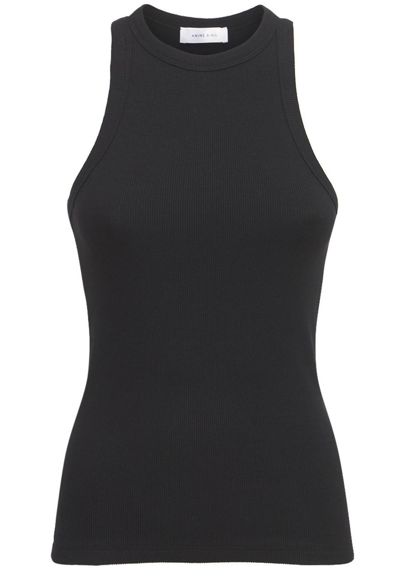 Anine Bing Eva Ribbed Cotton Jersey Tank Top