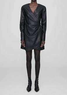 Anine Bing Joey Vegan Leather Mini Dress In Black