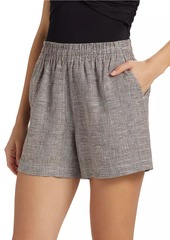 Anine Bing Kam Plaid Linen Shorts