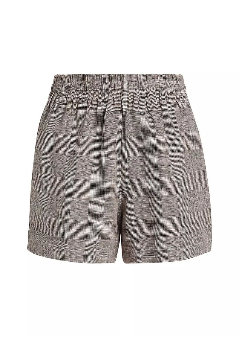 Anine Bing Kam Plaid Linen Shorts