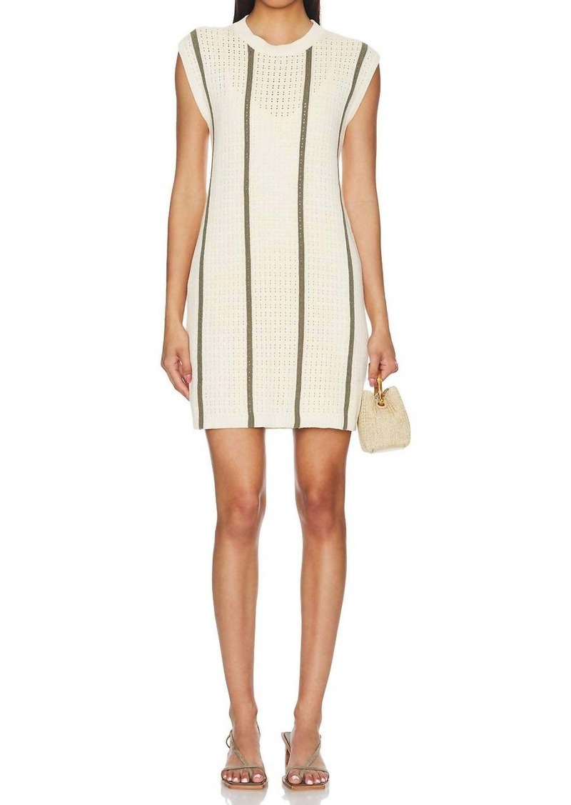 Anine Bing Lanie Dress In Ivory & Army Green Stripe