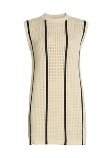 Anine Bing Lanie Striped Cotton Pointelle Knit Shift Dress