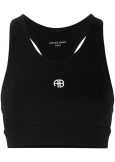 Anine Bing logo-print sports bra