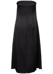 Anine Bing Megan Strapless Silk Satin Midi Dress
