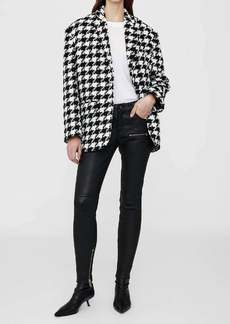 Anine Bing Quinn Houndstooth Blazer In Black And White