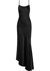 Ann Demeulemeester Woman Asymmetric Satin Maxi Slip Dress Black