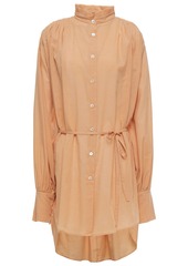 Ann Demeulemeester Woman Belted Gathered Cotton And Cashmere-blend Voile Tunic Pastel Orange