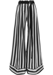Ann Demeulemeester Woman Belted Striped Silk-satin Wide-leg Pants Mint
