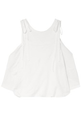 Ann Demeulemeester Woman Cold-shoulder Layered Ribbed Cotton Top White