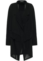 Ann Demeulemeester Woman Layered Pleated Wool-blend Crepe And Gauze Jacket Black