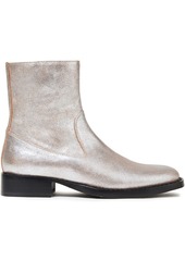 Ann Demeulemeester Woman Metallic Brushed-leather Ankle Boots Silver